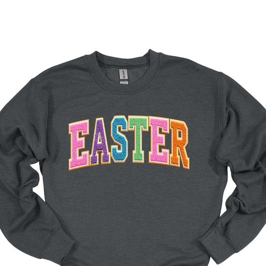 Easter Chenille Patch Sweatshirt – Colorful Spring Letter