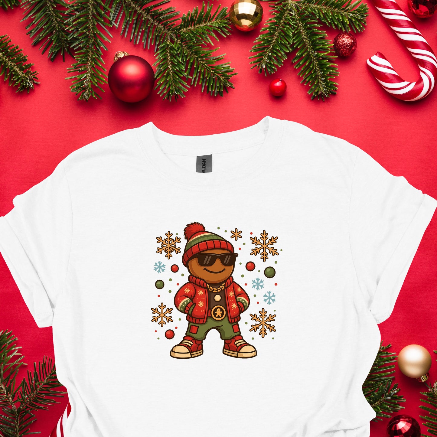 Cool Gingerbread Man Christmas Shirt – Hip Hop Holiday Gingerbread Tee | Funny Xmas Cookie Graphic, Cute Christmas Outfit