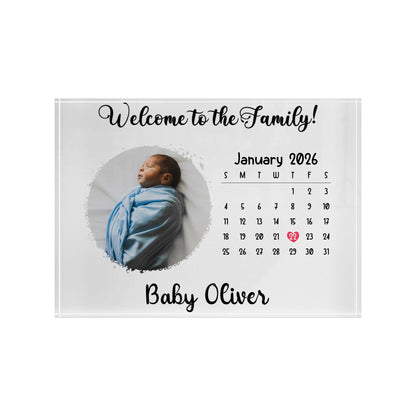 Personalized Newborn Acrylic Photo Block (7x5) – “Welcome to the Family” Keepsake