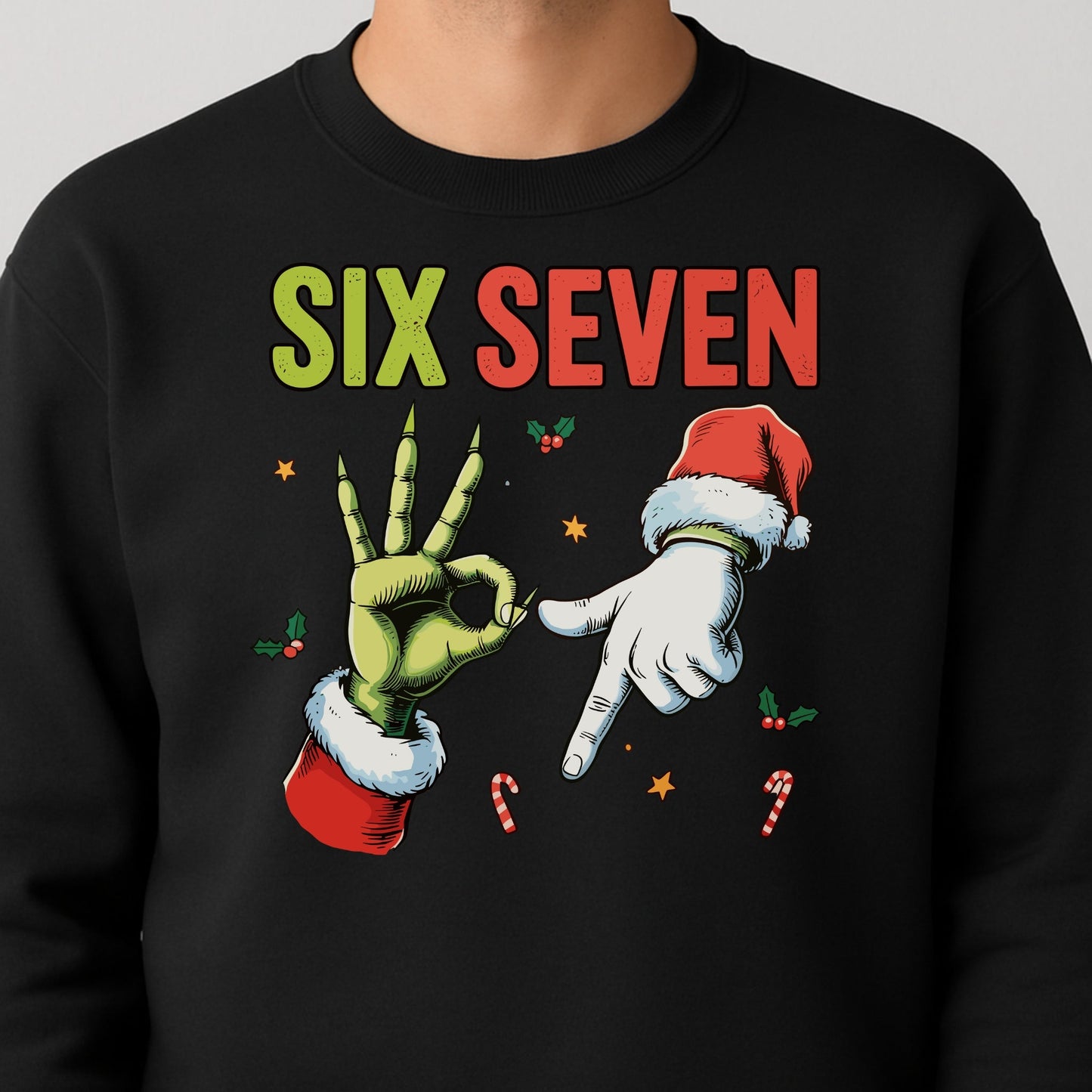 Funny Christmas “Six Seven” Hand Gesture - Holiday Humor