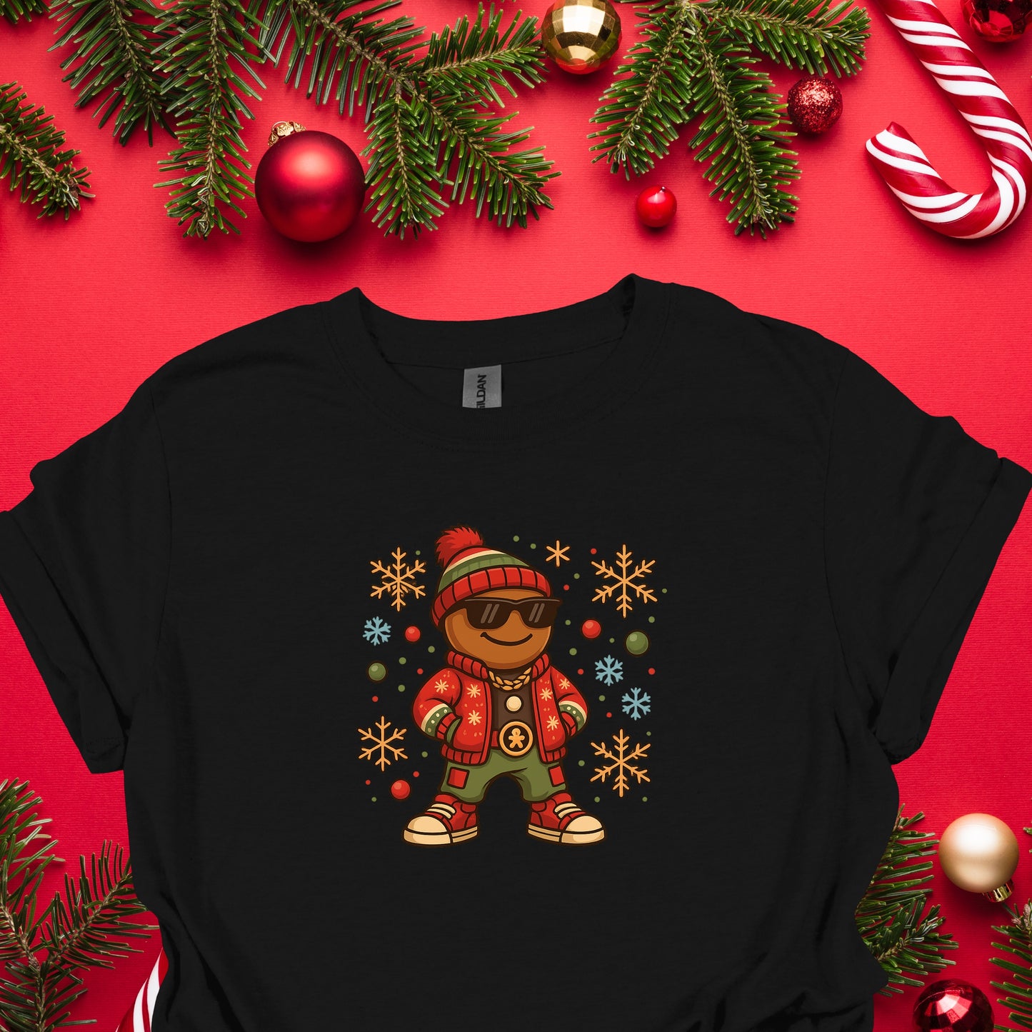 Cool Gingerbread Man Christmas Shirt – Hip Hop Holiday Gingerbread Tee | Funny Xmas Cookie Graphic, Cute Christmas Outfit