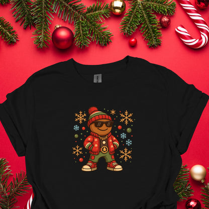 Cool Gingerbread Man Christmas Shirt – Hip Hop Holiday Gingerbread Tee | Funny Xmas Cookie Graphic, Cute Christmas Outfit