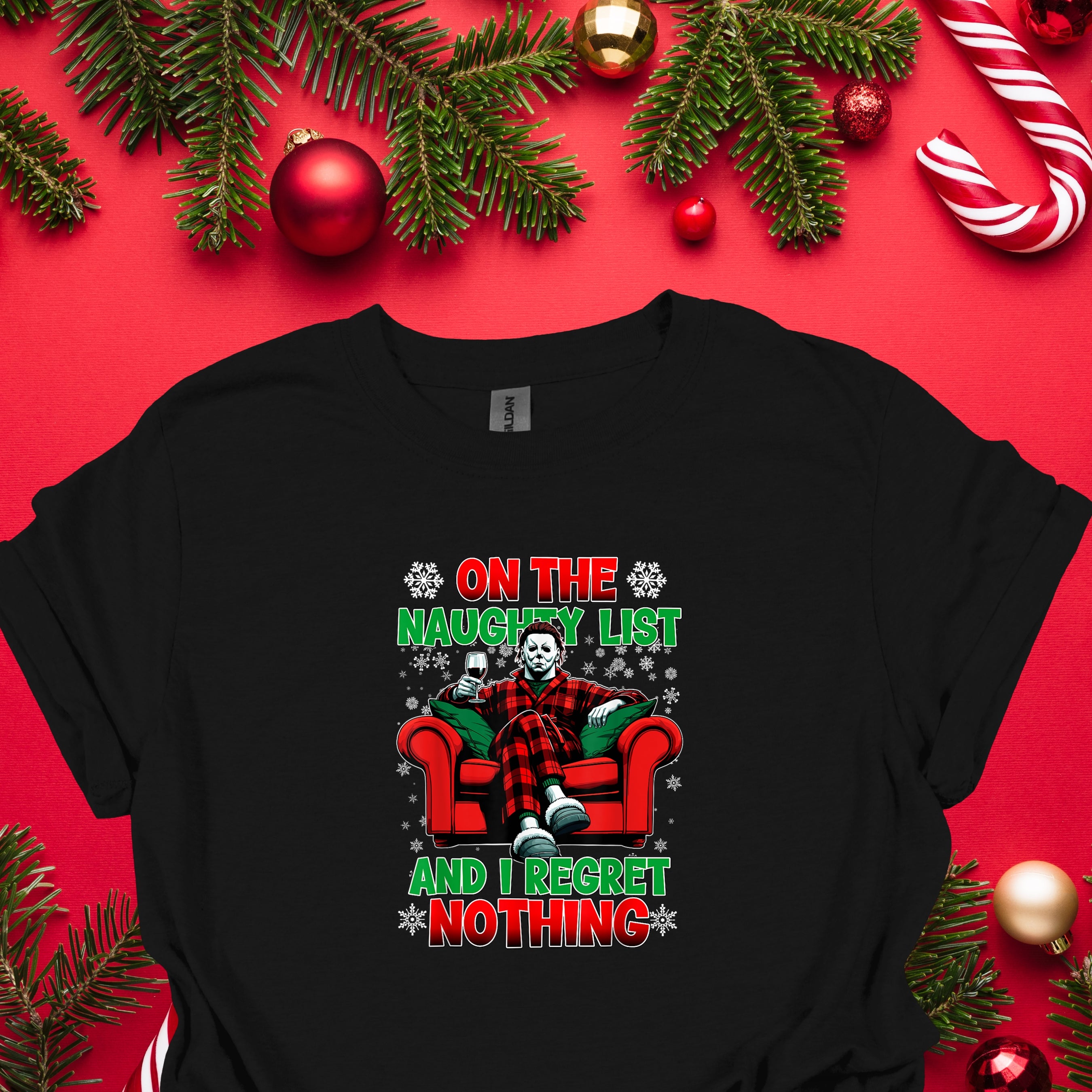 Naughty List Christmas Horror Tee – Funny Holiday Shirt for Horror Fans