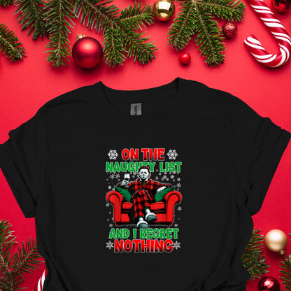 Naughty List Christmas Horror Tee – Funny Holiday Shirt for Horror Fans