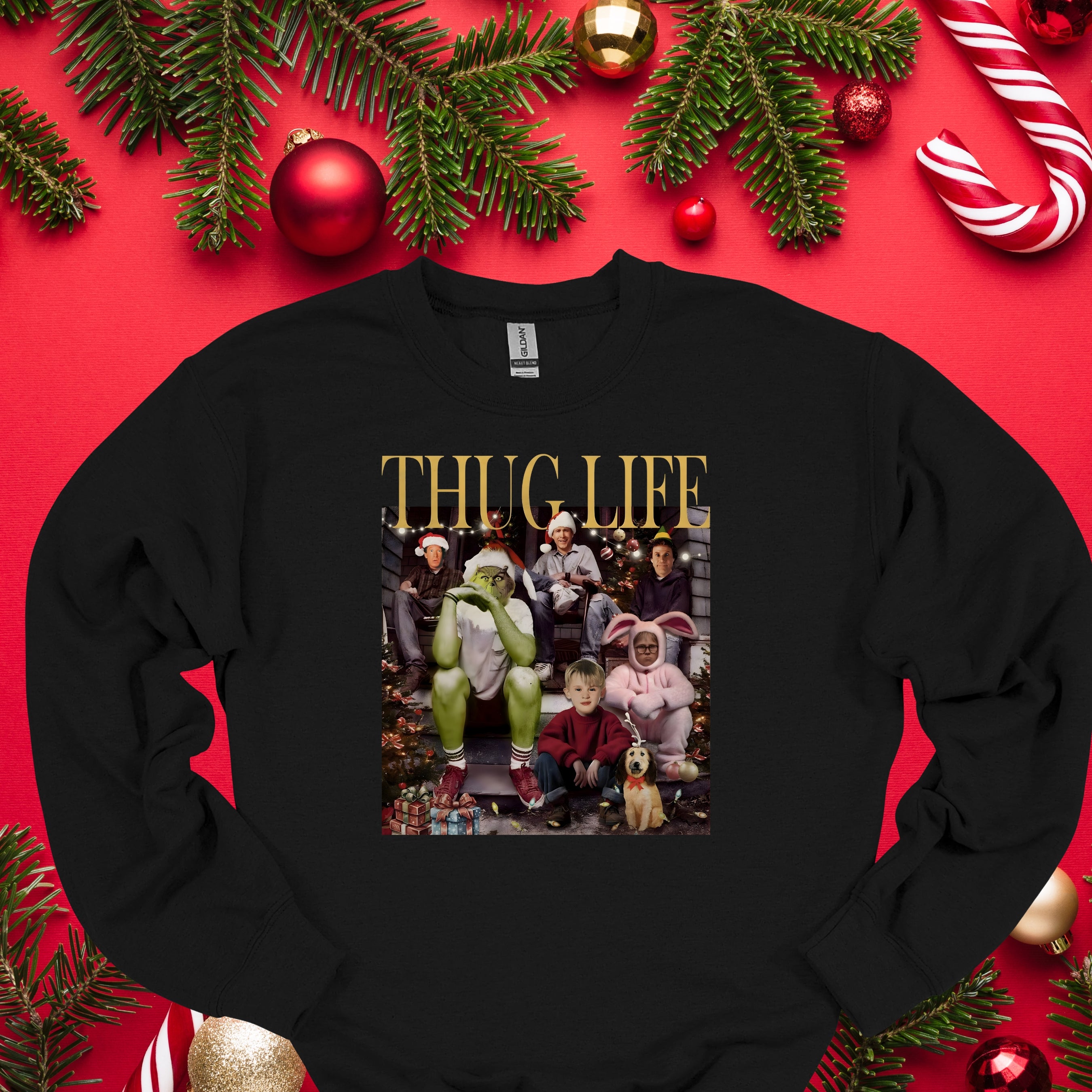 Thug Life Christmas Crewneck – Funny Grinch Family Holiday Sweater