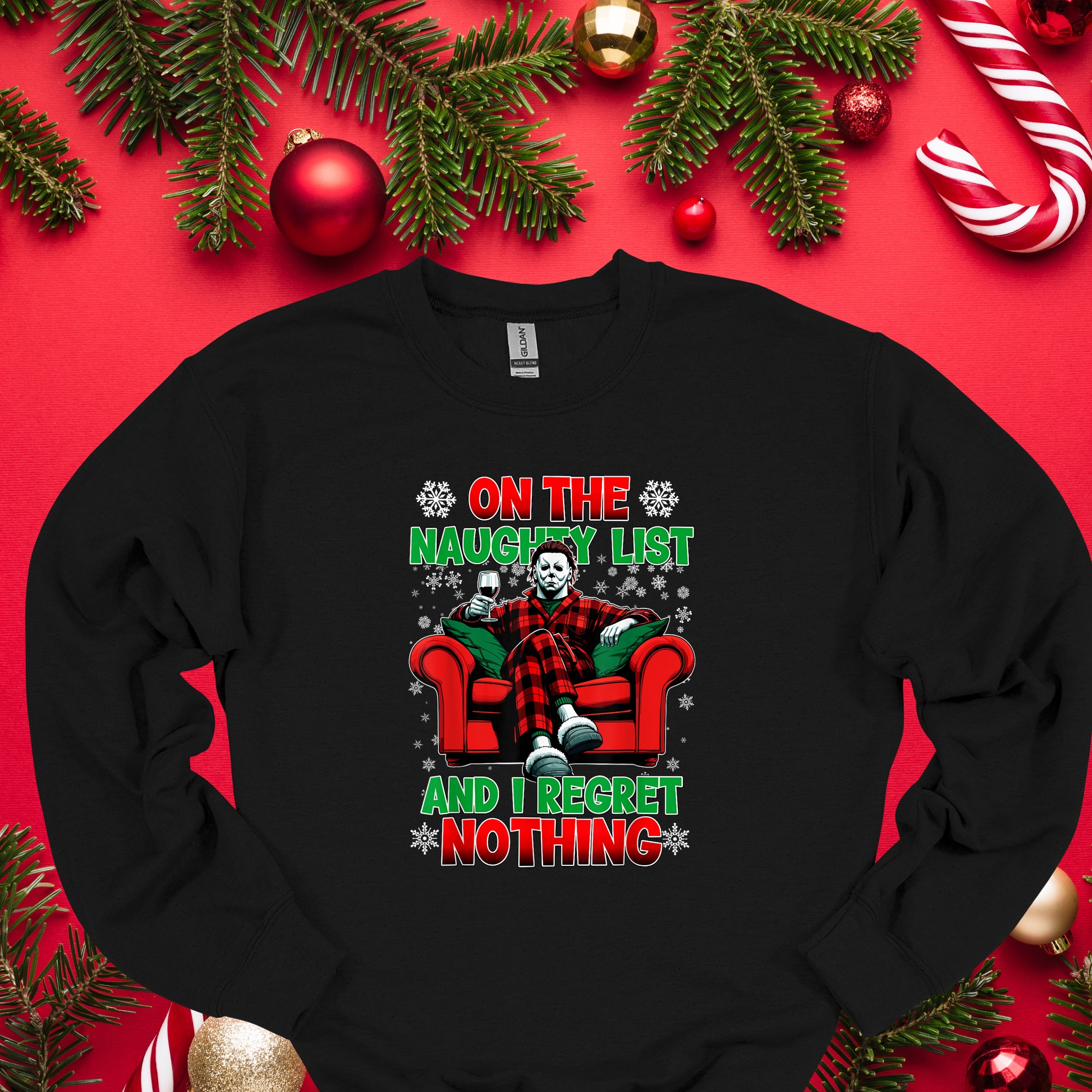 Naughty List Christmas Horror Tee – Funny Holiday Shirt for Horror Fans