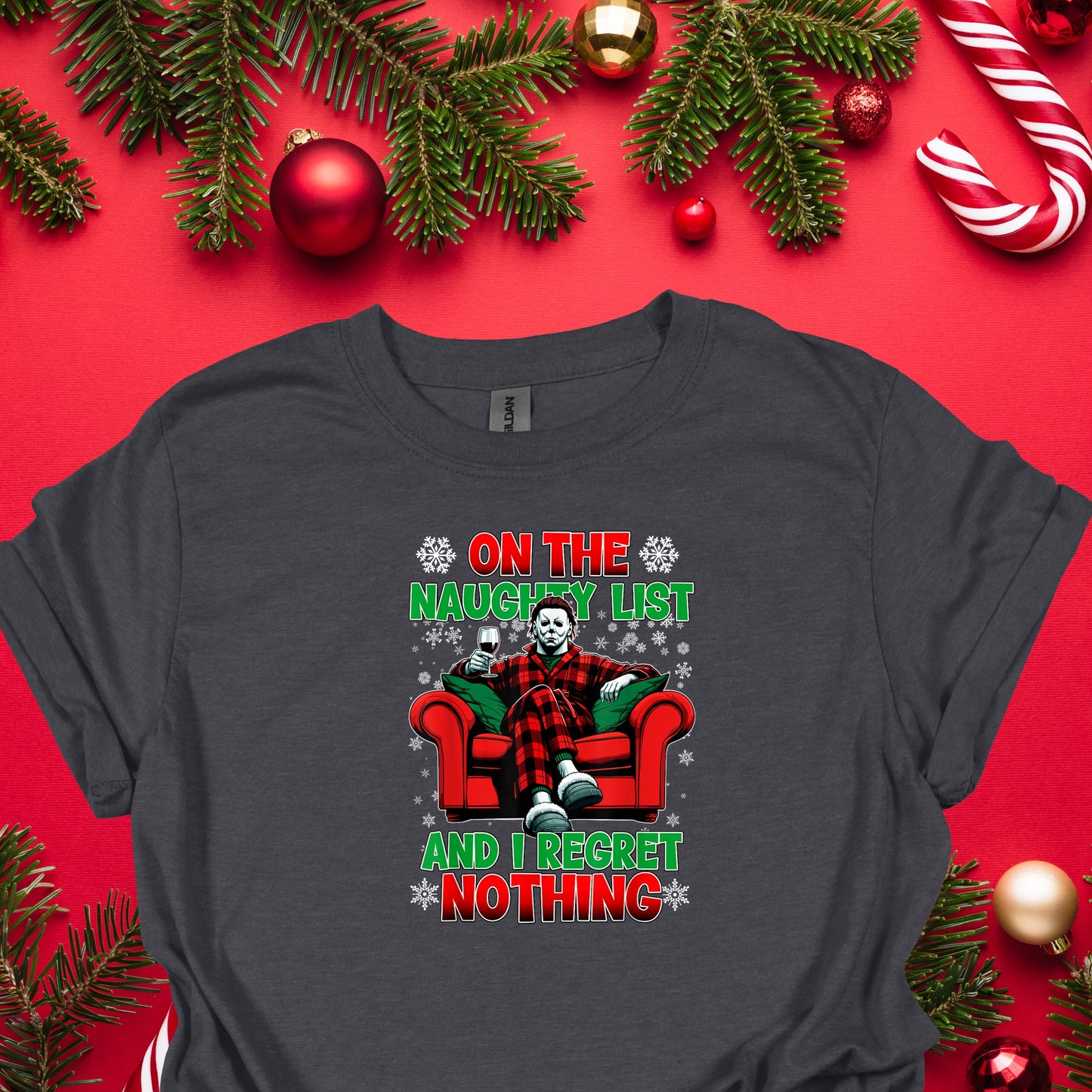 Naughty List Christmas Horror Tee – Funny Holiday Shirt for Horror Fans