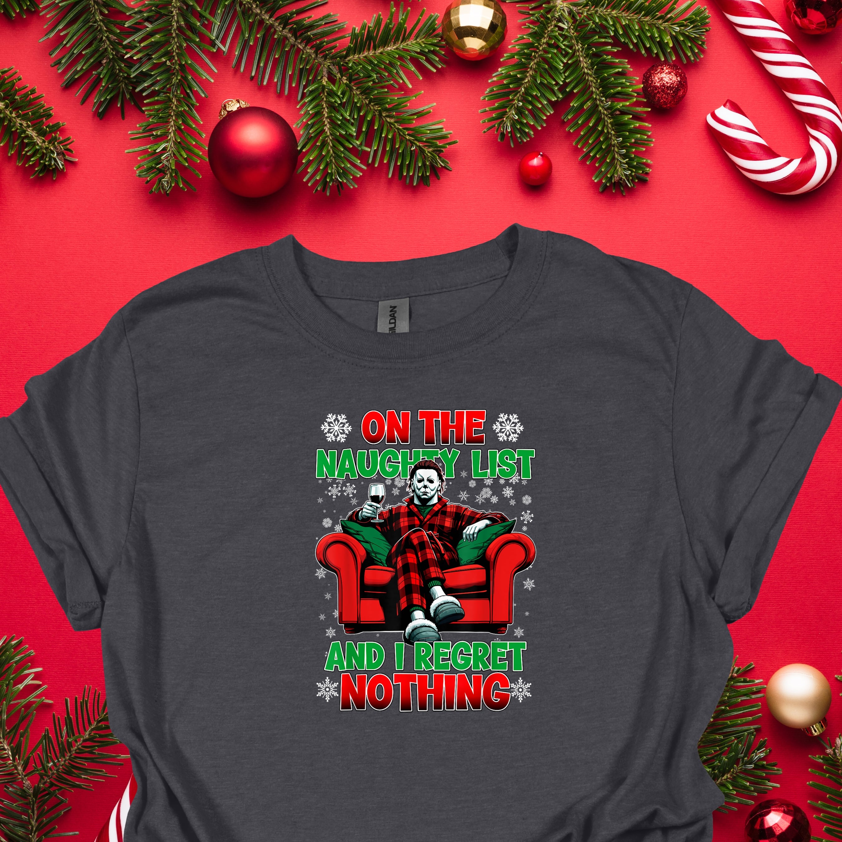 Naughty List Christmas Horror Tee – Funny Holiday Shirt for Horror Fans
