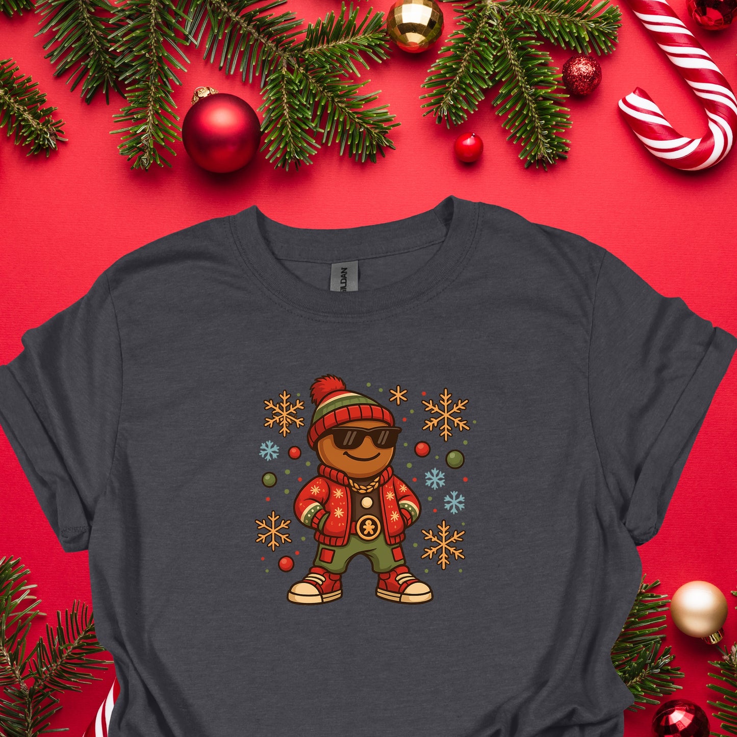 Cool Gingerbread Man Christmas Shirt – Hip Hop Holiday Gingerbread Tee | Funny Xmas Cookie Graphic, Cute Christmas Outfit