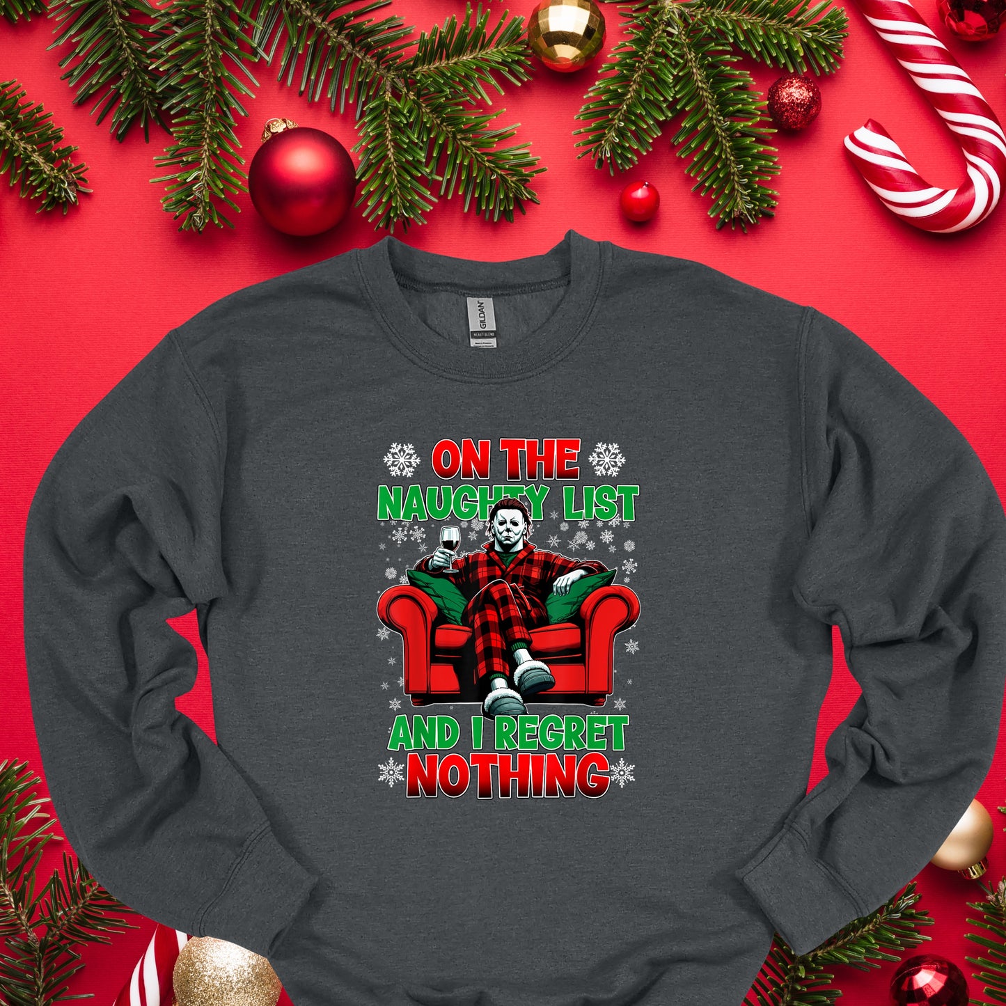 Naughty List Christmas Horror Tee – Funny Holiday Shirt for Horror Fans