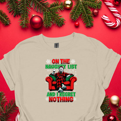 Naughty List Christmas Horror Tee – Funny Holiday Shirt for Horror Fans