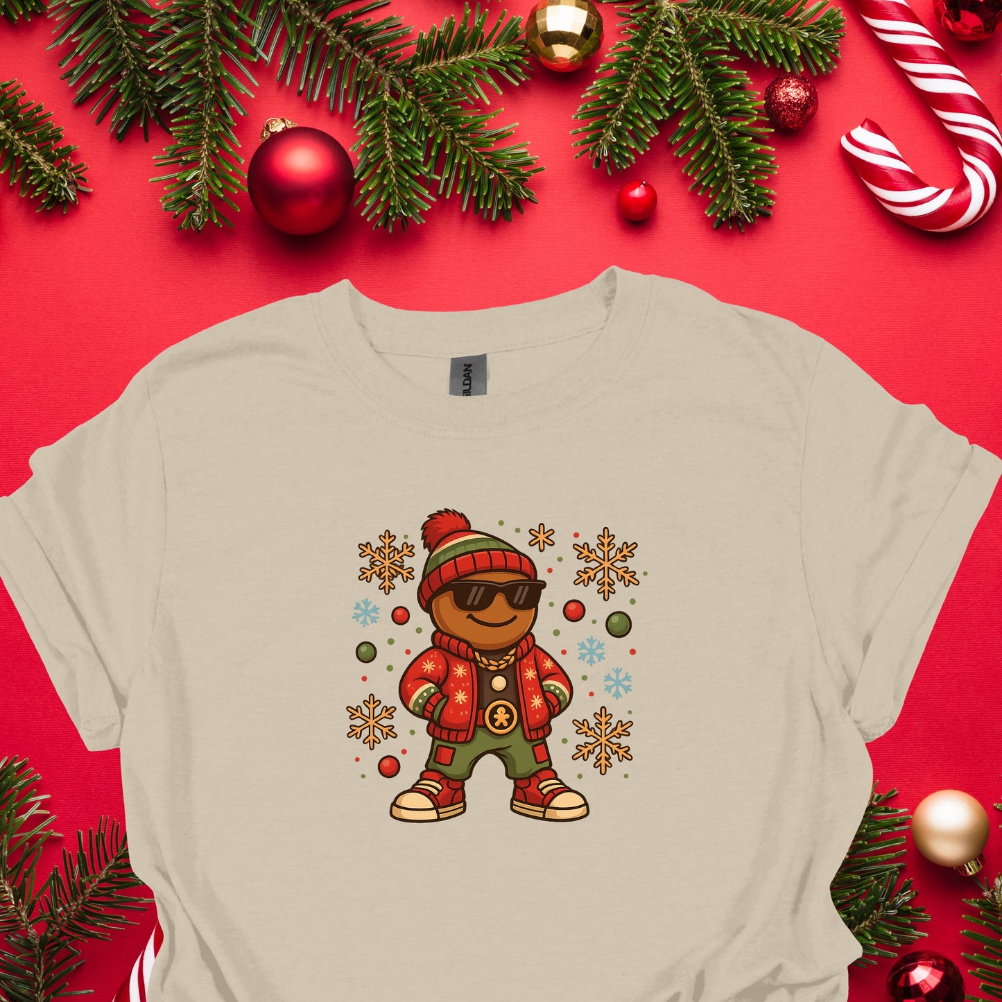 Cool Gingerbread Man Christmas Shirt – Hip Hop Holiday Gingerbread Tee | Funny Xmas Cookie Graphic, Cute Christmas Outfit
