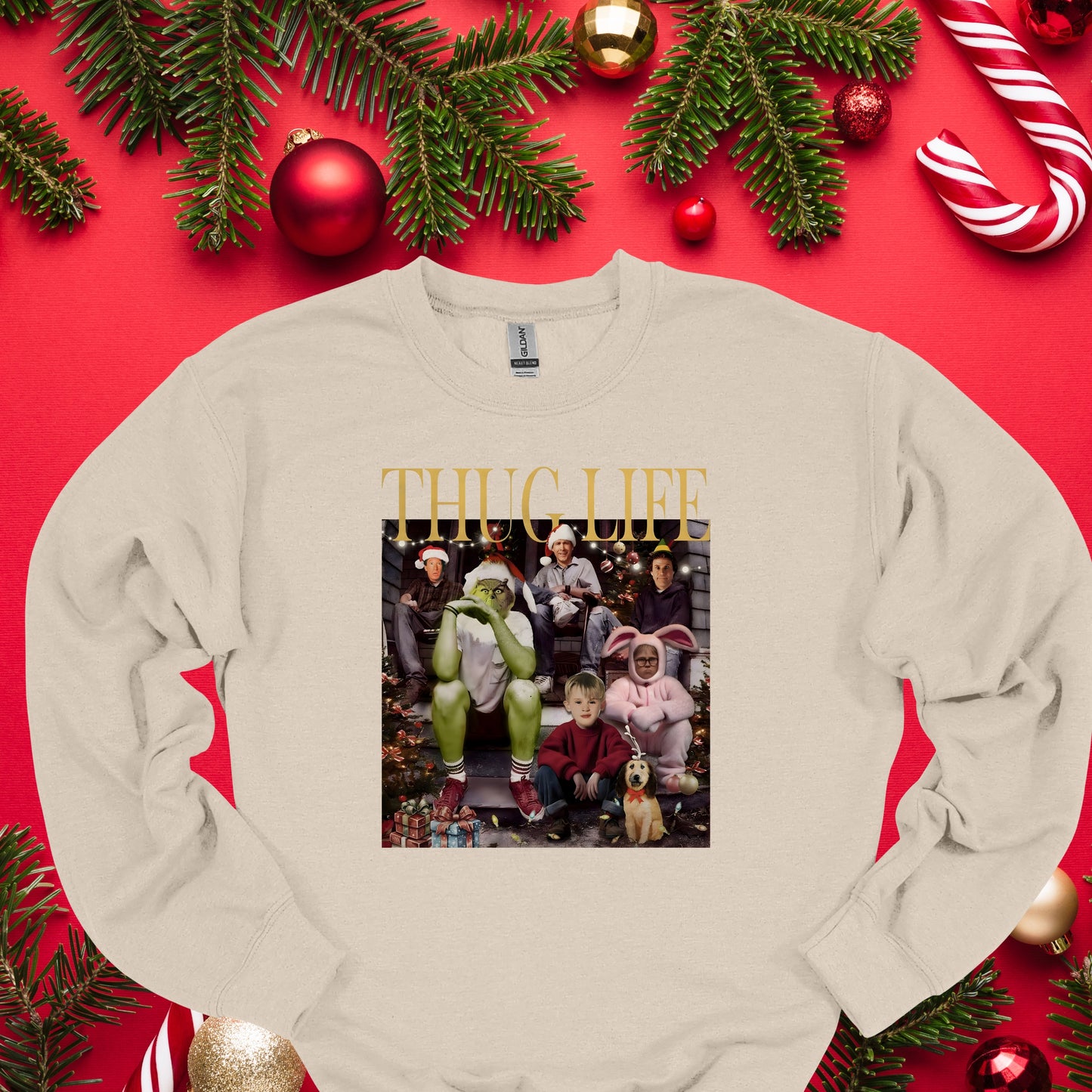 Thug Life Christmas Crewneck – Funny Grinch Family Holiday Sweater