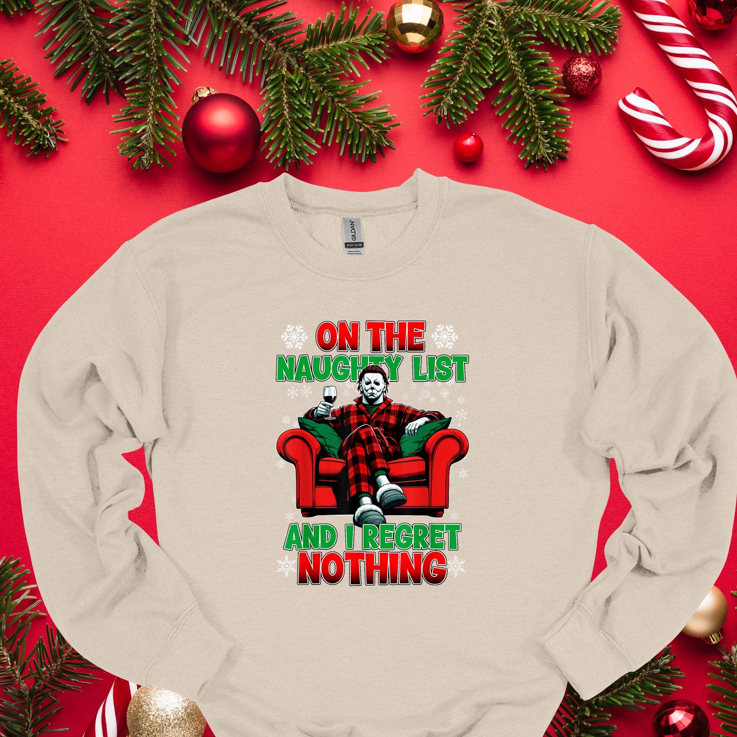 Naughty List Christmas Horror Tee – Funny Holiday Shirt for Horror Fans