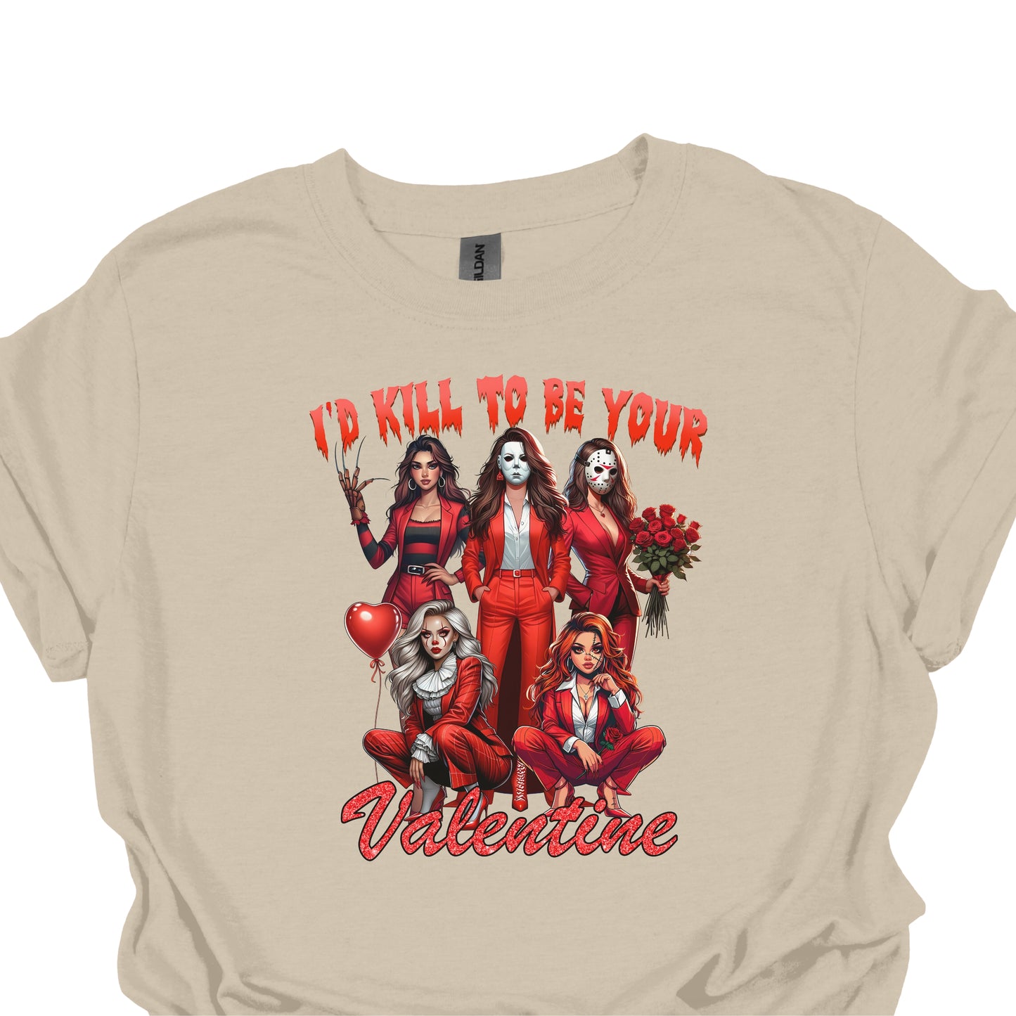 I’d Kill To Be Your Valentine Shirt Hoodie Sweatshirt – Horror Valentine Graphic Tee Funny Dark Love Gift