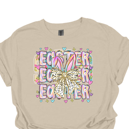 Easter Bunny Bow Shirt – Cute Pastel Easter Graphic Tee