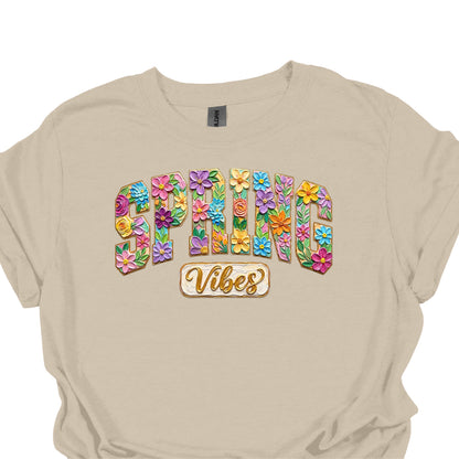 Spring Vibes Floral Shirt – Colorful Flower Letter Graphic Tee