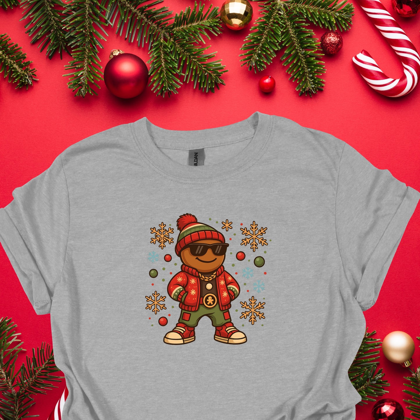 Cool Gingerbread Man Christmas Shirt – Hip Hop Holiday Gingerbread Tee | Funny Xmas Cookie Graphic, Cute Christmas Outfit