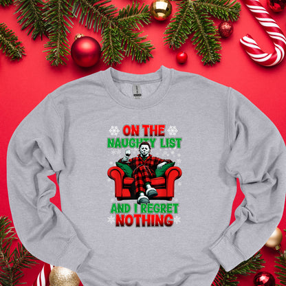 Naughty List Christmas Horror Tee – Funny Holiday Shirt for Horror Fans