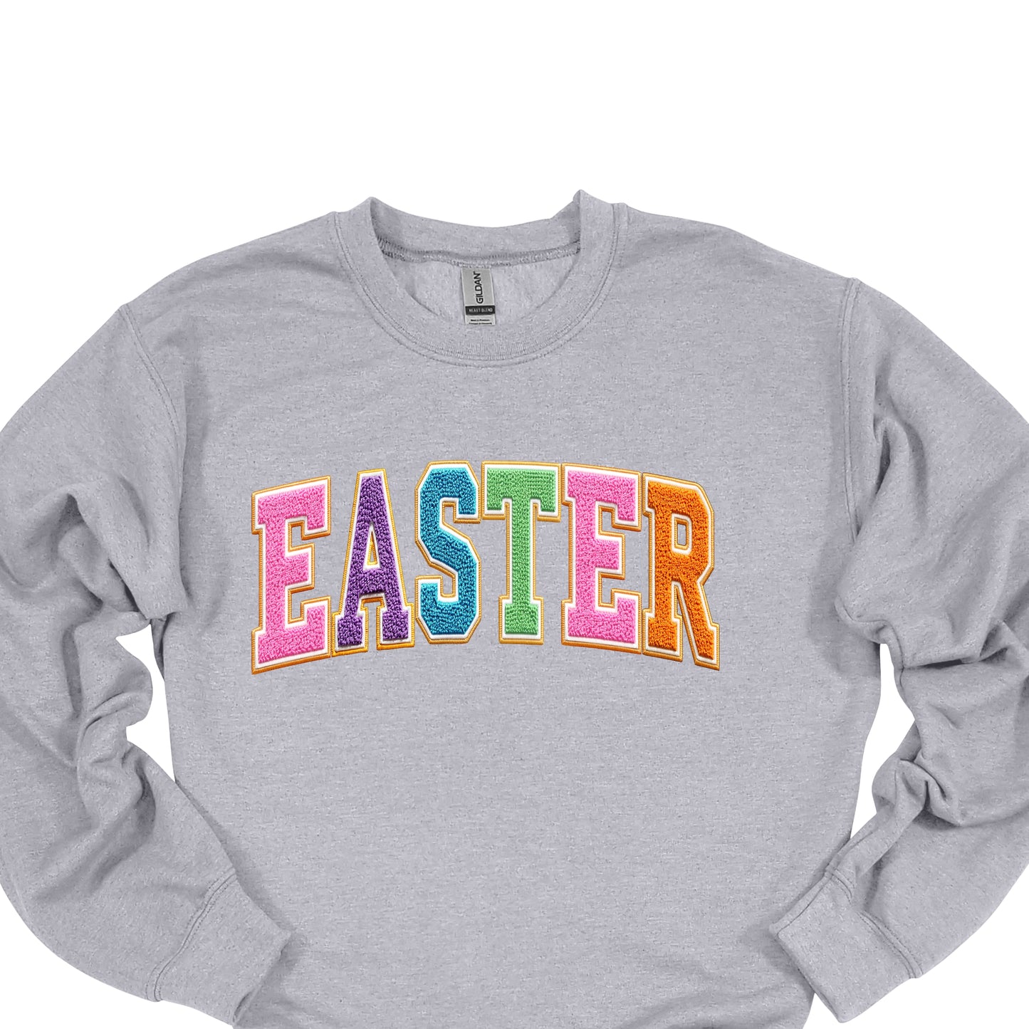 Easter Chenille Patch Sweatshirt – Colorful Spring Letter