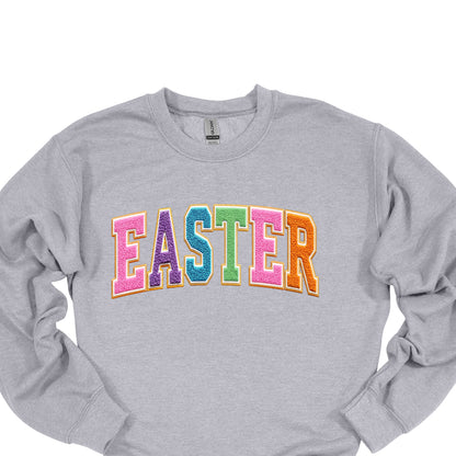 Easter Chenille Patch Sweatshirt – Colorful Spring Letter