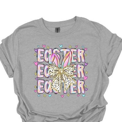 Easter Bunny Bow Shirt – Cute Pastel Easter Graphic Tee