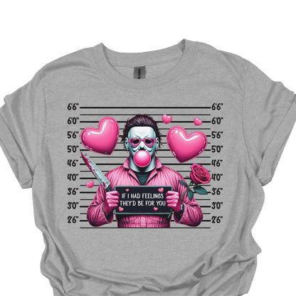 Funny Dark Humor Valentine Shirt – Horror Mugshot Pink Hearts Tee Hoodie Sweatshirt