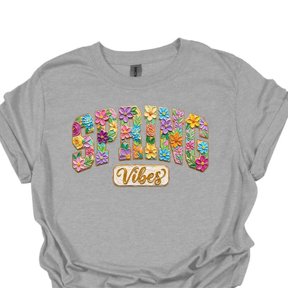 Spring Vibes Floral Shirt – Colorful Flower Letter Graphic Tee