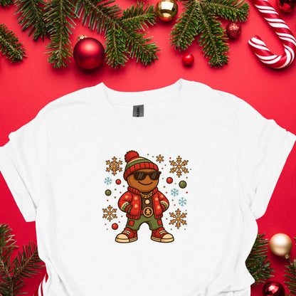 Cool Gingerbread Man Christmas Shirt – Hip Hop Holiday Gingerbread Tee | Funny Xmas Cookie Graphic, Cute Christmas Outfit