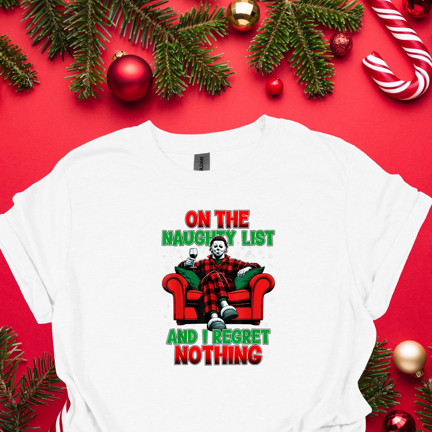 Naughty List Christmas Horror Tee – Funny Holiday Shirt for Horror Fans