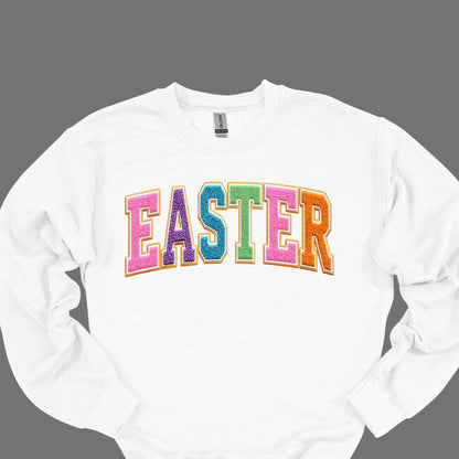 Easter Chenille Patch Sweatshirt – Colorful Spring Letter