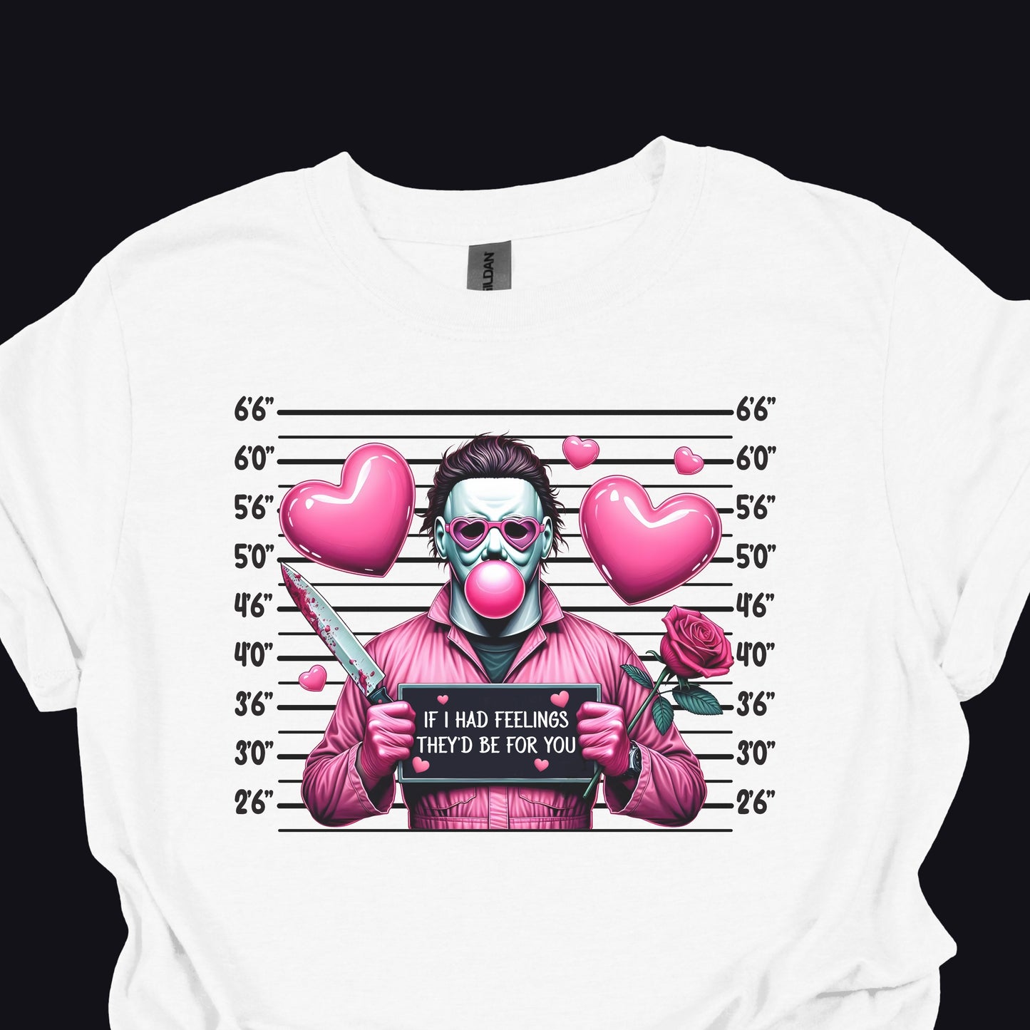 Funny Dark Humor Valentine Shirt – Horror Mugshot Pink Hearts Tee Hoodie Sweatshirt