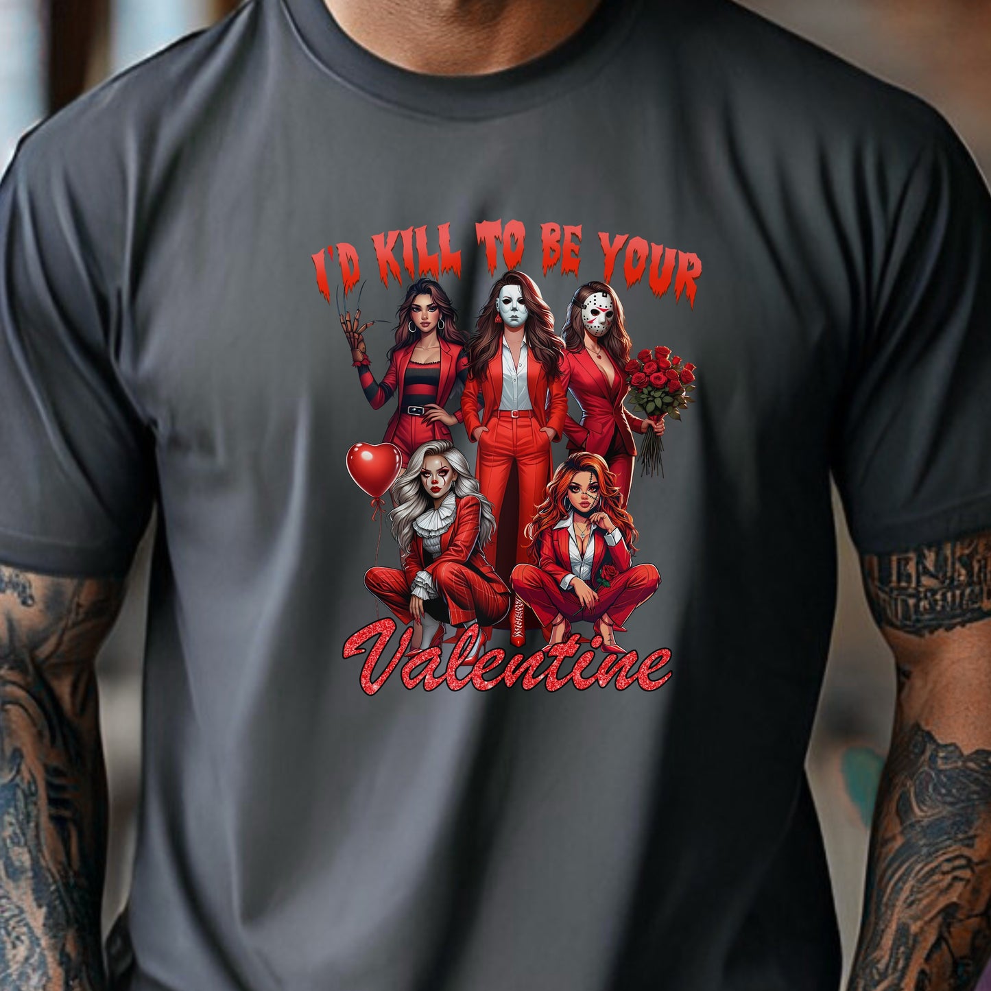 I’d Kill To Be Your Valentine Shirt Hoodie Sweatshirt – Horror Valentine Graphic Tee Funny Dark Love Gift