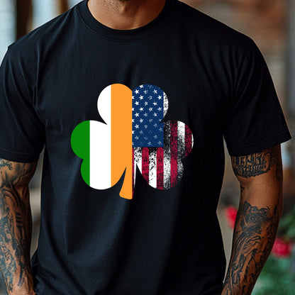 Irish American Shamrock Shirt – USA & Ireland Flag St. Patrick’s Day