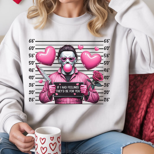 Funny Dark Humor Valentine Shirt – Horror Mugshot Pink Hearts Tee Hoodie Sweatshirt