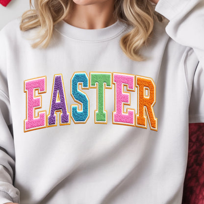 Easter Chenille Patch Sweatshirt – Colorful Spring Letter