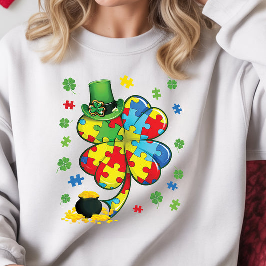 Autism Shamrock Shirt – St. Patrick’s Day Puzzle Clover