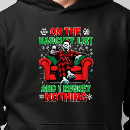 Naughty List Christmas Horror Hoodie – Funny Holiday Hoodie for Horror Fans