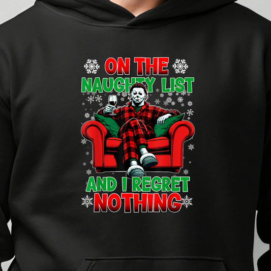 Naughty List Christmas Horror Hoodie – Funny Holiday Hoodie for Horror Fans