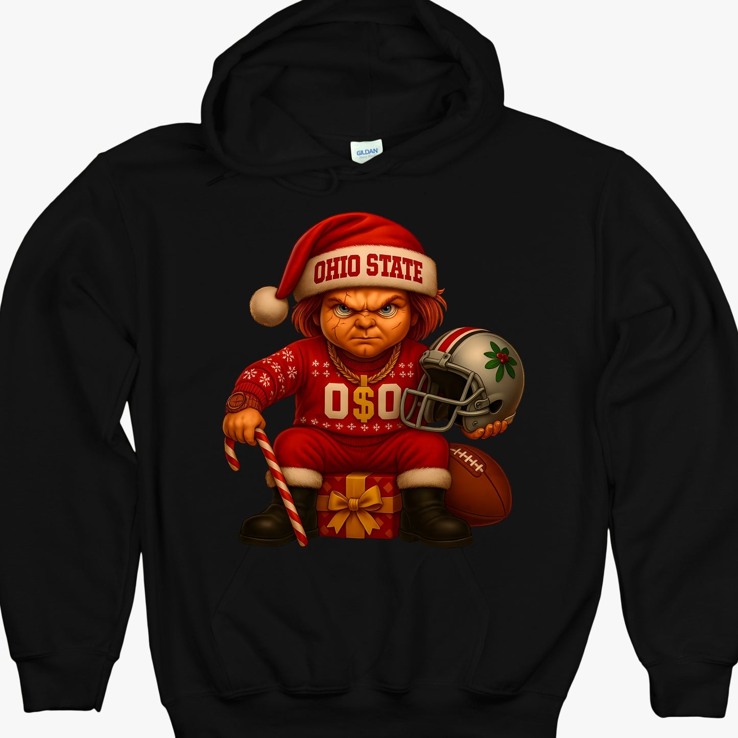 Ohio Christmas Grumpy Chucky Football Hoodie – Funny Holiday Buckeye Fan hoodie