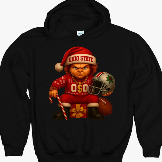 Ohio Christmas Grumpy Chucky Football Hoodie – Funny Holiday Buckeye Fan hoodie