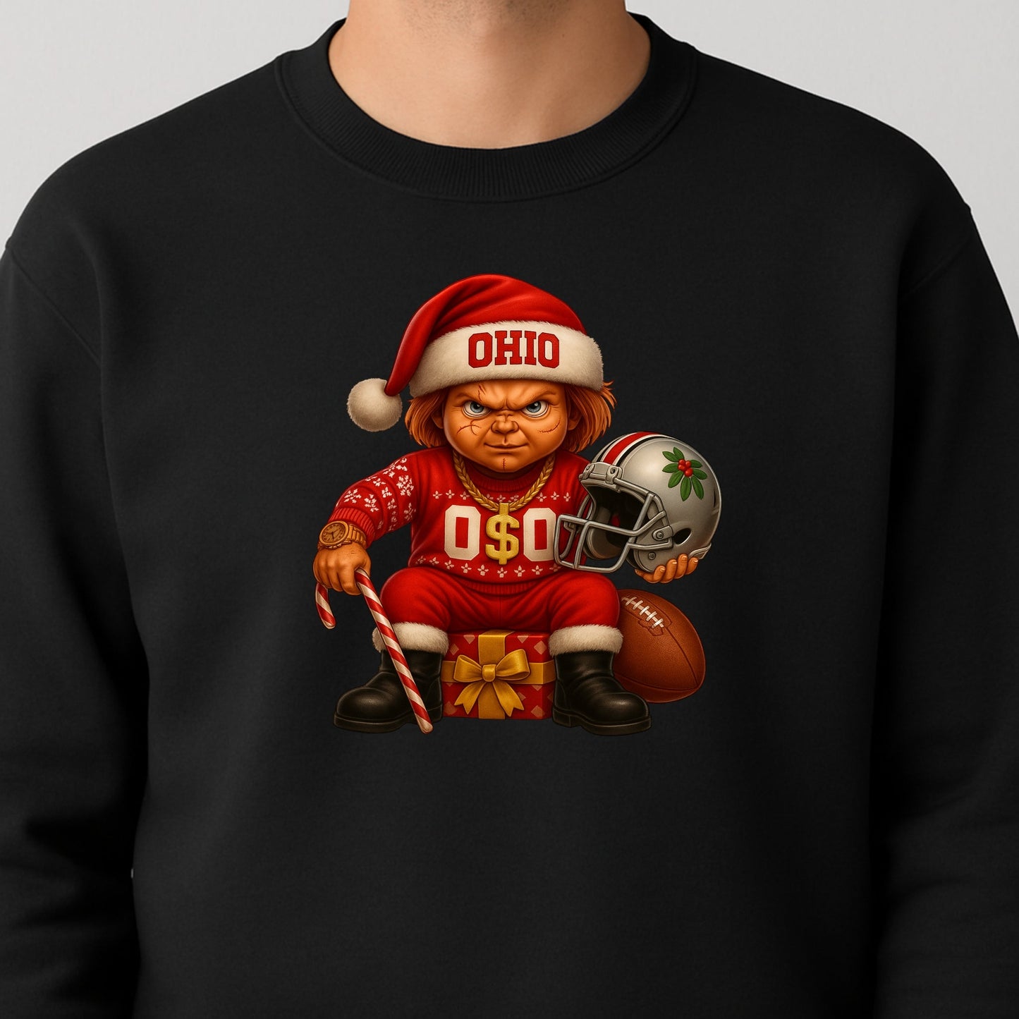 Ohio Christmas Grumpy Chucky Football - Funny Holiday Buckeye Fan