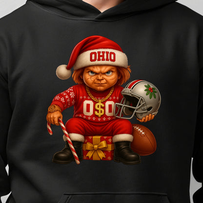 Ohio Christmas Grumpy Chucky Football Hoodie – Funny Holiday Buckeye Fan hoodie