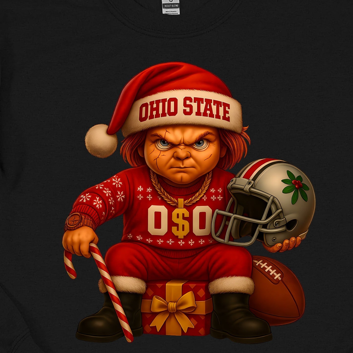 Ohio Christmas Grumpy Chucky Football Youth - Funny Holiday Buckeye Fan Youth