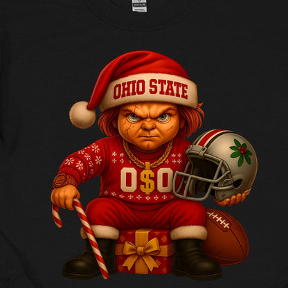 Ohio Christmas Grumpy Chucky Football Youth - Funny Holiday Buckeye Fan Youth