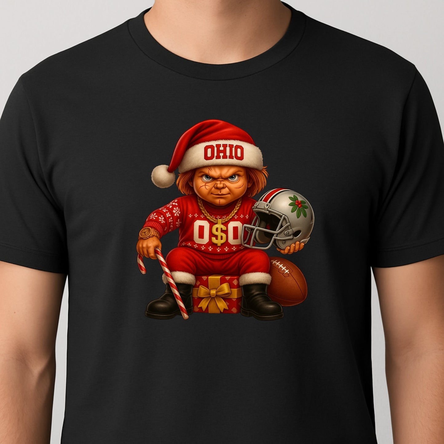Ohio Christmas Grumpy Chucky Football - Funny Holiday Buckeye Fan