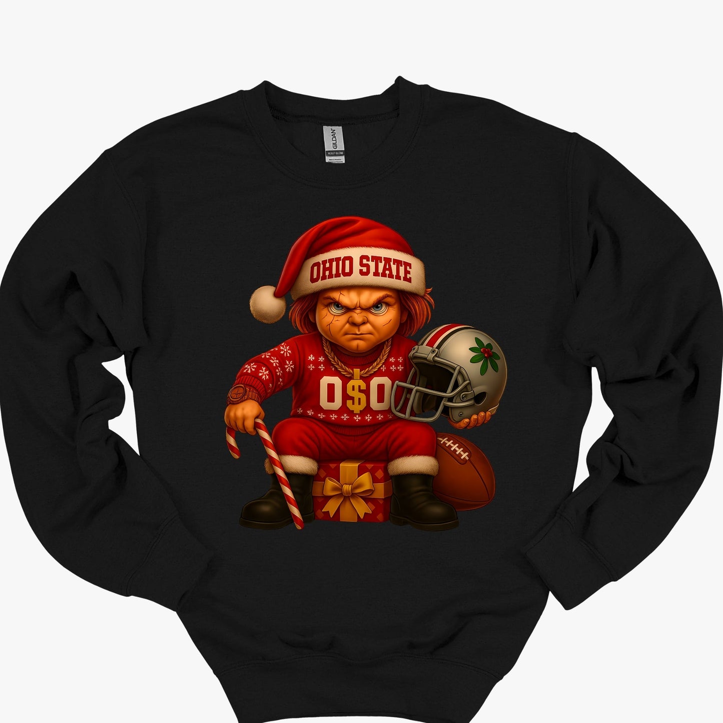 Ohio Christmas Grumpy Chucky Football - Funny Holiday Buckeye Fan
