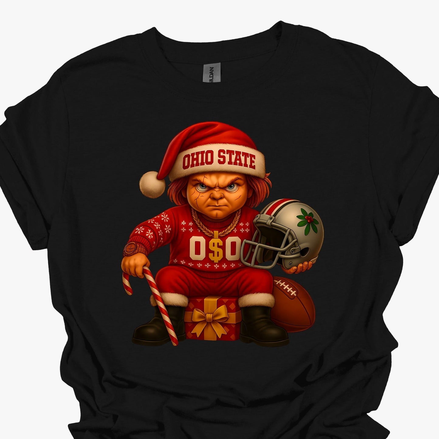 Ohio Christmas Grumpy Chucky Football Youth - Funny Holiday Buckeye Fan Youth